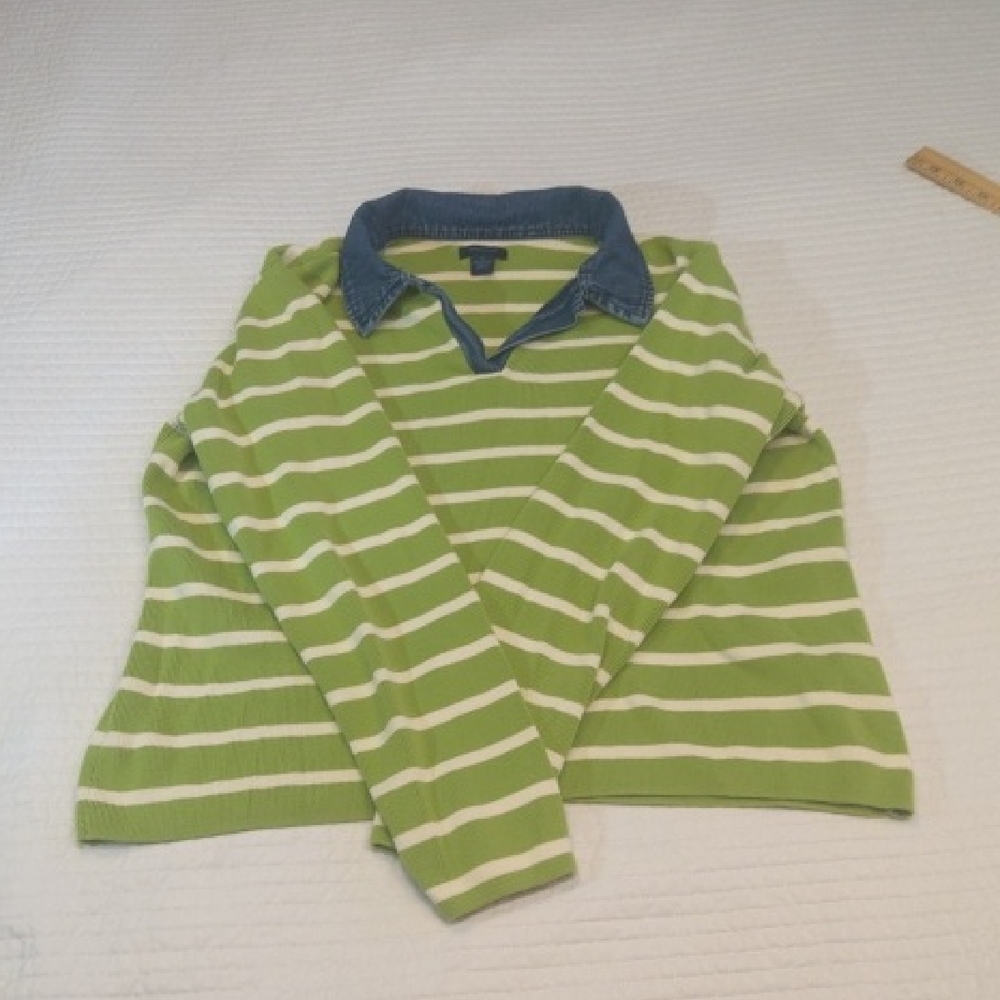 Westbound Green and White Striped Sweater